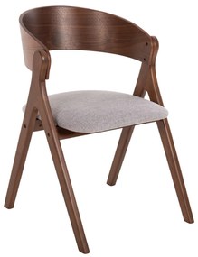 DINING CHAIR NEKKER  RUBBERWOOD IN WALNUT COLOR-GREY FABRIC SEAT 56x55x78Hcm.