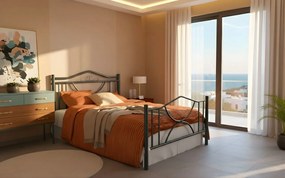 Κρεβάτι Roza-150x200-Ασημί Σφυρίλατο-Με ποδαρικό