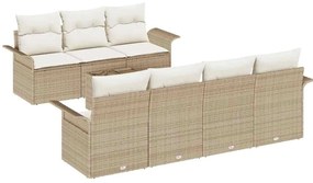 vidaXL Σετ Καναπέ Κήπου 8 pcs Μπεζ Πολυ ράταν