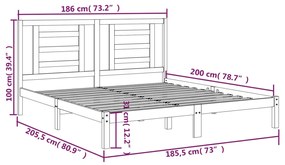 vidaXL Πλαίσιο Κρεβατιού Λευκό 180 x 200 εκ. Μασίφ Ξύλο Super King