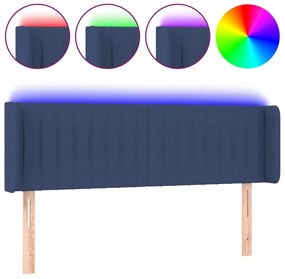 vidaXL Κεφαλάρι Κρεβατιού LED Μπλε 147x16x78/88 εκ. Υφασμάτινο