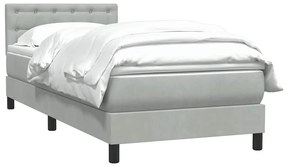 vidaXL Κρεβάτι Boxspring με Στρώμα Ανοιχτό Γκρι 100x210 εκ. Βελούδινο