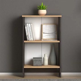 Βιβλιοθήκη μελαμίνης Flora Megapap χρώμα industrial grey - oak 52x25x80εκ. - GP022-0074,1