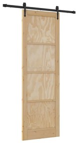 vidaXL Συρόμενη Πόρτα Χειροκίνητος Καφέ 78 x 232 cm Μασίφ ξύλο πεύκου