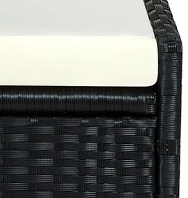 vidaXL Ξαπλώστρα Μαύρη από Συνθετικό Ρατάν με Μαξιλάρι