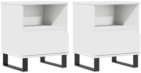 vidaXL Κομοδίνα Λευκά 2 τεμ. 40 x 35 x 50 εκ. από Επεξεργασμένο Ξύλο