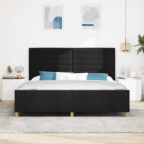 vidaXL Σκελετός Κρεβατιού με κεφαλάρι Μαύρο 200 x 200 cm ύφασμα