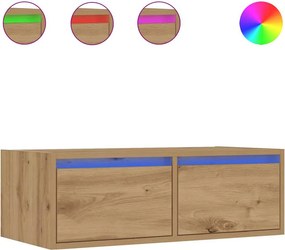vidaXL Έπιπλο Τηλεόρασης με LED Τεχνίτης βελανιδιά 75x35,5x25 εκ.