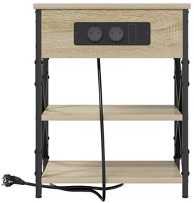 vidaXL Κομοδίνο με Σταθμό Φόρτισης με ράφι 2 pcs Sonoma Δρυς