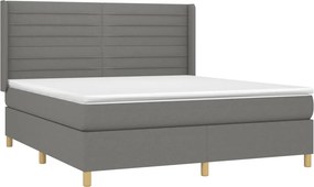 vidaXL Κρεβάτι Boxspring με Στρώμα Σκούρο Γκρι 160x200 εκ Υφασμάτινο