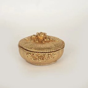 Διακοσμητικό Μπωλ Με Καπάκι Polyresin Χρυσό 13x12,7x8,5εκ. ESTHETI 752-21044