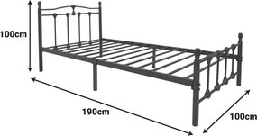 Κρεβάτι Wotso pakoworld μεταλλικό σε μαύρη απόχρωση 90x190εκ