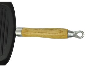 vidaXL Τηγάνι Γκριλιέρα 20 x 20 εκ. από Χυτοσίδηρο με Ξύλινη Λαβή