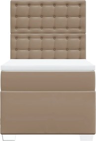vidaXL Κρεβάτι Boxspring με Στρώμα Καπουτσίνο 90x190εκ.από Συνθ. Δέρμα