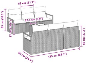 vidaXL σετ καναπέ κήπου  7 κομμάτια με μαξιλάρια μπεζ πολυρατάν