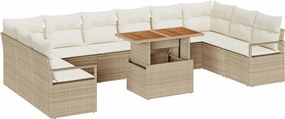vidaXL Σετ Καναπέ Κήπου με αποθήκευση 11 pcs Μπεζ Πολυ ράταν
