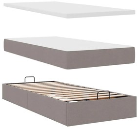 vidaXL Οθωμανικό κρεβάτι με στρώμα Taupe 90x190cm ύφασμα