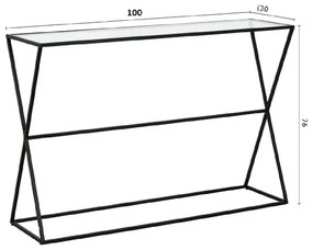 Κονσόλα Loujie μαύρο μέταλλο-γυαλί 100x30x76εκ