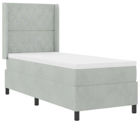 vidaXL Κρεβάτι με ελατήρια Ανοιχτό γκρι 80 x 200 cm Βελούδο