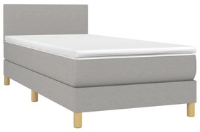 vidaXL Κρεβάτι Boxspring με Στρώμα & LED Αν.Γκρι 80x200 εκ. Υφασμάτινο