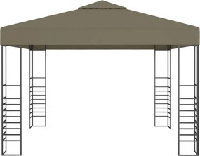 vidaXL Κιόσκι με Φωτάκια LED Taupe 3 x 3 μ.