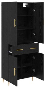 vidaXL Highboard Μαύρη Οξυά 69,5 x 34 x 180 εκ. Επεξεργασμένο ξύλο