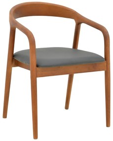 Πολυθρόνα Hogie pakoworld rubberwood καρυδί- μαύρο pu μαξιλάρι 61x60x76εκ