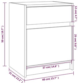 Κομοδίνο 40 x 31 x 50 εκ. από Μασίφ Ξύλο Πεύκου - Καφέ