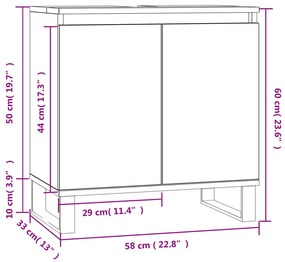 Ντουλάπι Μπάνιου Γυαλ. Λευκό 58 x 33 x 60 εκ. από Επεξεργ. Ξύλο - Λευκό