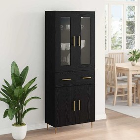 vidaXL Highboard με συρτάρι 2 pcs Μαύρη Οξυά Επεξεργασμένο ξύλο