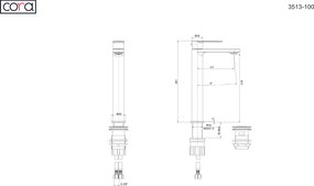 Cora Mist Chrome 3513 – Μπαταρία επιτραπέζιου νιπτήρα