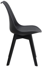 Καρέκλα τραπεζαρίας Viva Megapap PP - PU μαύρο - ξύλινο μαύρο πόδι 48,5x54x80εκ.