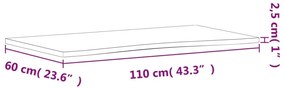 Επιφάνεια Εργασίας 110x(55-60)x2,5 εκ. από Μασίφ Ξύλο Οξιάς - Καφέ