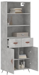 vidaXL Ντουλάπι Γκρι Σκυροδέματος 69,5x34x180 εκ. Επεξεργασμένο Ξύλο