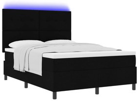 vidaXL Κρεβάτι με ελατήρια και στρώμα & LED φως σε Μαύρο, 160 x 200 εκ. από ύφασμα
