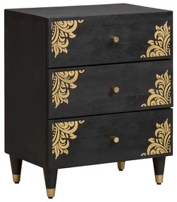 vidaXL Κομοδίνο με συρτάρι Μαύρο 50 x 33 x 62 εκ. Στερεό ξύλο μάνγκο