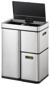 EKO Κάδος με Αισθητήρα Mirage Plus Ματ Ασημί 1x30 Λίτρα + 2x15 Λίτρα