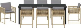 vidaXL Σέτ φαγητού για κήπο 9 pcs Μπεζ συνθετικό ρατάν