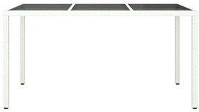 vidaXL Τραπέζι Κήπου για Φαγητό Λευκό 150 x 90 x 75 cm Πολυ ράταν