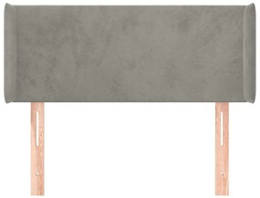 Κεφαλάρι με Πτερύγια Ανοιχτό Γκρι 93x16x78/88 εκ. Βελούδινο 3118524