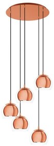 Φωτιστικό Οροφής Κρεμαστό Rocamar 1 98595 Copper Eglo Metal, Glass