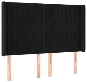 vidaXL Κρεβάτι Boxspring με Στρώμα &amp; LED Μαύρο 140x200 εκ. Βελούδινο