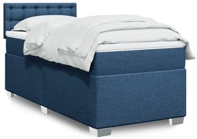 vidaXL Κρεβάτι Boxspring με Στρώμα Μπλε 90x190 εκ.Υφασμάτινο