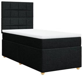 vidaXL Κρεβάτι Boxspring με Στρώμα Μαύρο 90x190 εκ.Υφασμάτινο
