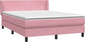 vidaXL Box Spring κρεβάτι με στρώμα ροζ 140x220 cm Βελούδινο