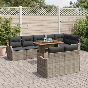 vidaXL Σετ Καναπέ Κήπου με αποθήκευση 9 pcs Γκρι Πολυ ράταν