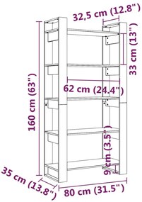 Βιβλιοθήκη/Διαχωριστικό Χώρου 80x35x160 εκ. Μασίφ Ξύλο - Καφέ