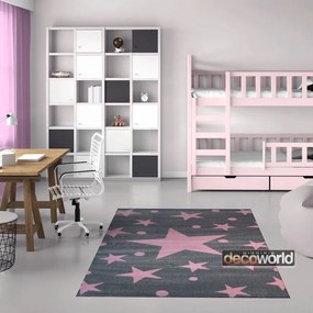 Παιδικό χαλί Stars - pink grey 160 x 230