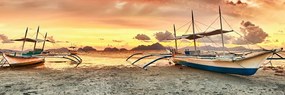 Εικόνα μιας βάρκας στο ηλιοβασίλεμα - 150x50