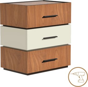 Κομοδίνο Sonlen pakoworld mdf σε καρυδί-μπεζ απόχρωση 60x40x66εκ